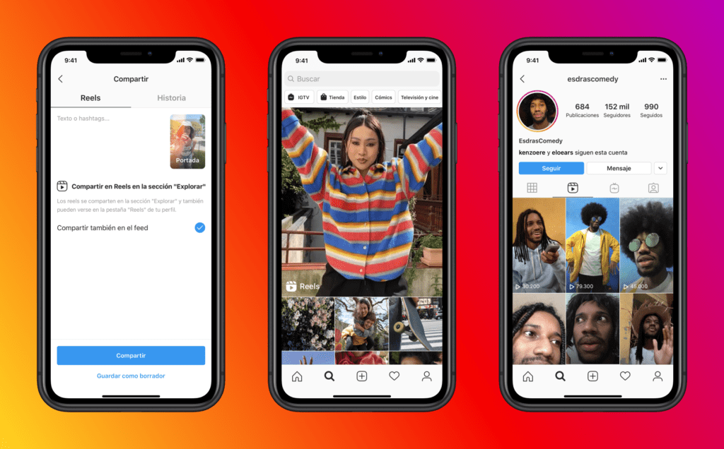 Reels de Instagram es otra herramienta de creación de contenido
